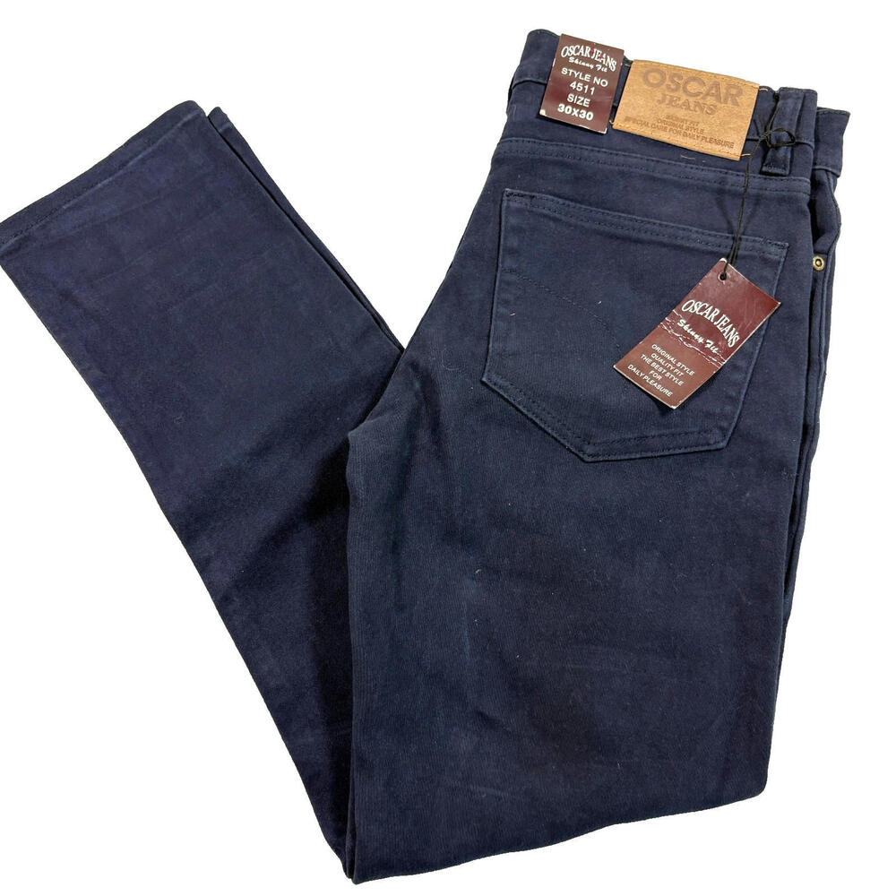Oscar Jeans Mens Dark Navy Slim Fit Denim Jeans 30x30 NWT Y2K Vintage Style